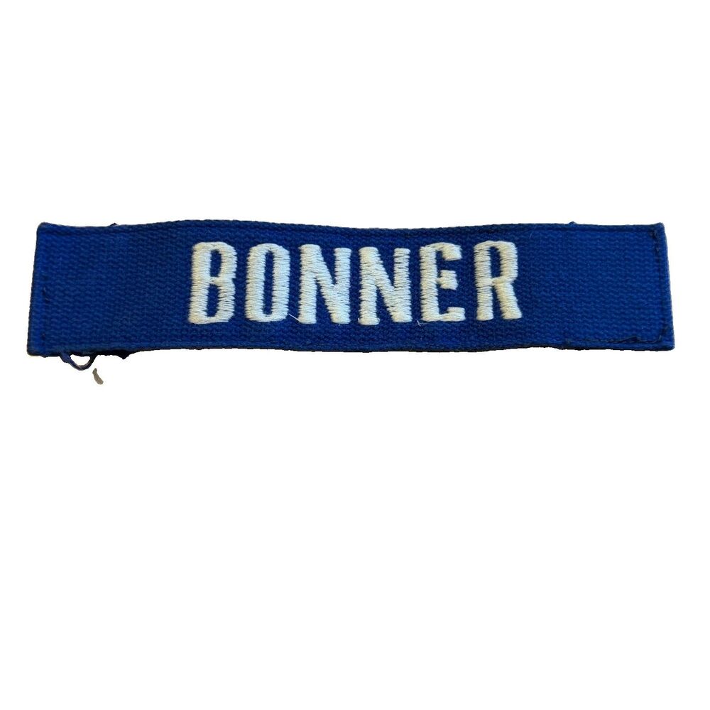 Vintage Bonner Name Tag Patch Navy Blue Embroidered Workwear Uniform Sew On